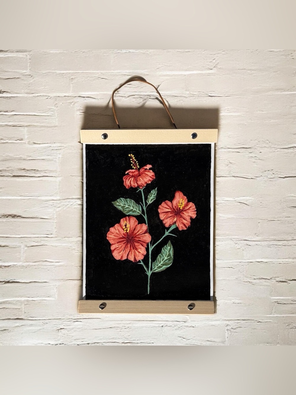 Tropical Hibiscus Painting 8” x 10” Handmade